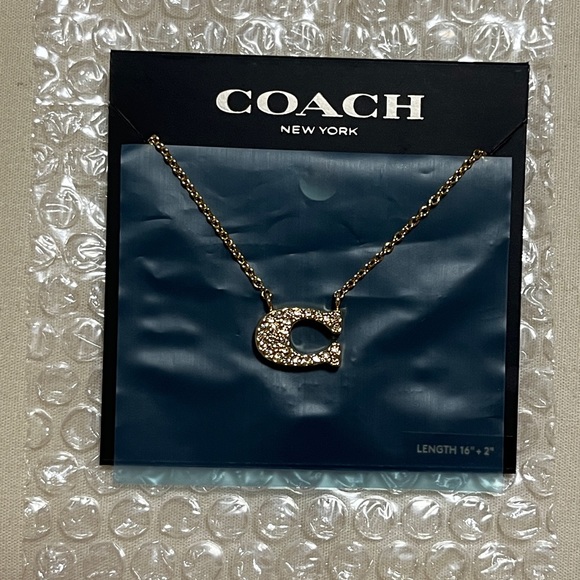 Coach Gold Pave Signature C Necklace - Picture 3 of 5